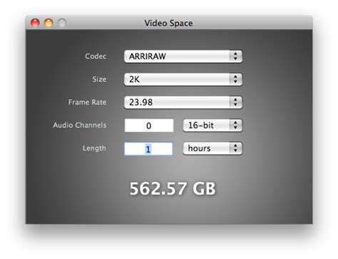 Video Space Calculator .